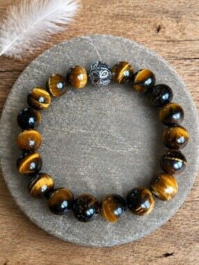 Tiger's Eye Beaded Stretch Bracelet | Handmade